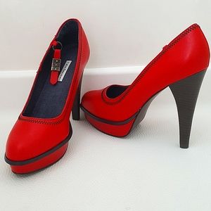 Calvin Klein Red Leather Heels/Pumps